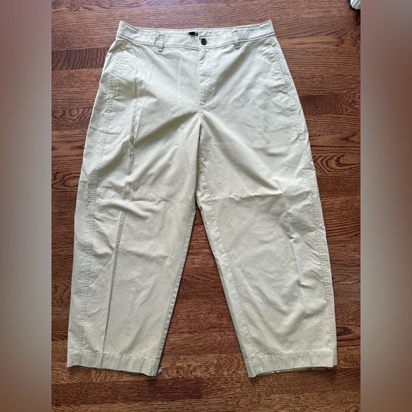 J. Crew Pants - J CREW Barrel Leg Khaki Pants Cotton Linen Baggy Oversized High Rise Coastal‎ 30